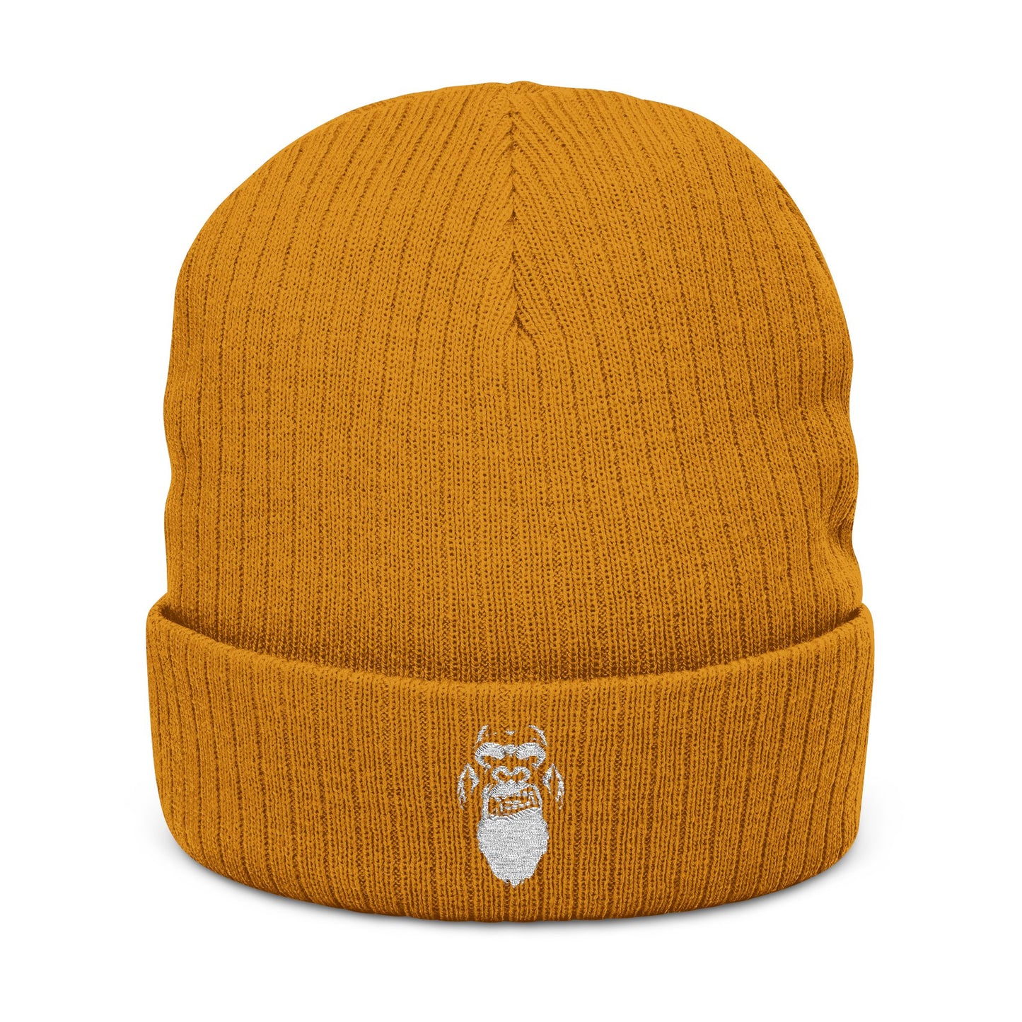 Beard Affiliated Embroidered Ribbed Knit Winter Hat