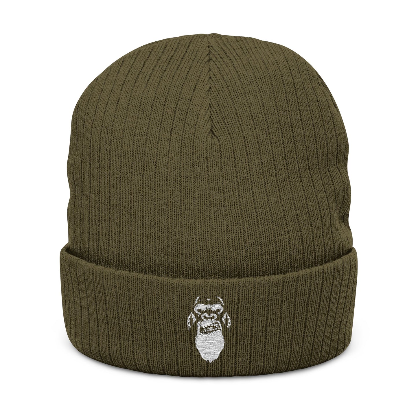 Beard Affiliated Embroidered Ribbed Knit Winter Hat