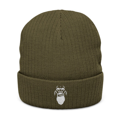 Beard Affiliated Embroidered Ribbed Knit Winter Hat