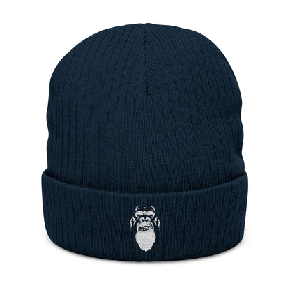 Beard Affiliated Embroidered Ribbed Knit Winter Hat